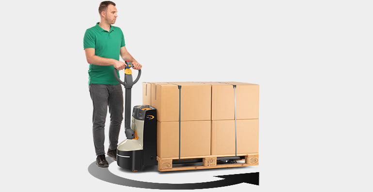 WJ 紧凑型托盘搬运车具有垂直操作手柄功能