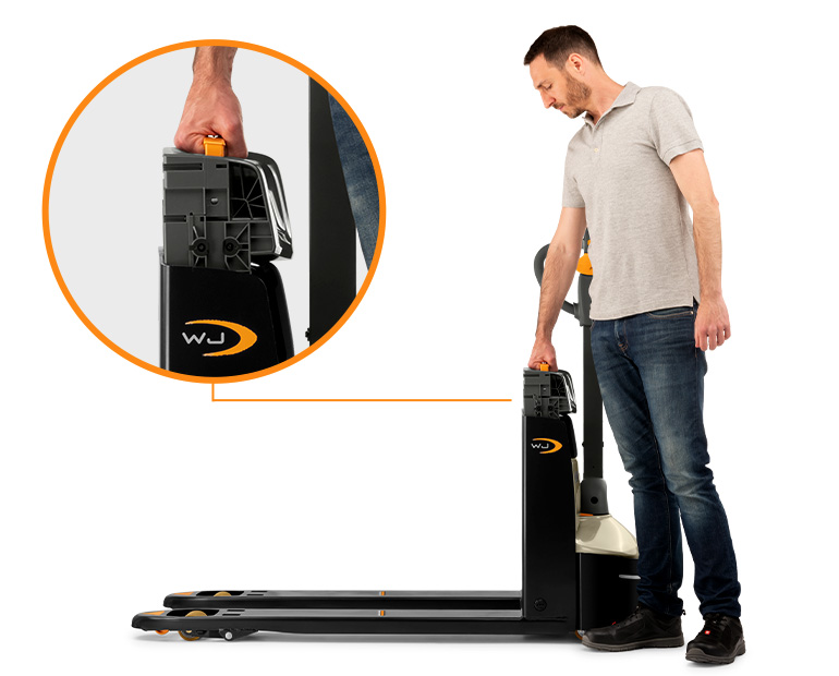 WJ 紧凑型托盘搬运车具有易更换蓄电池